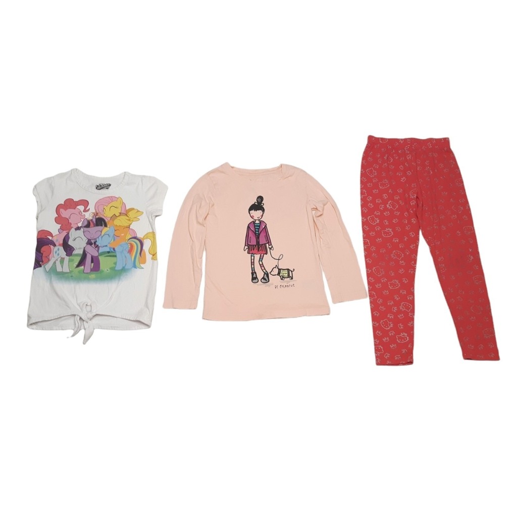 Old Navy Outfit Lot Kawaii Girls 5T White Pink Red My Little Pony Hello Kitty